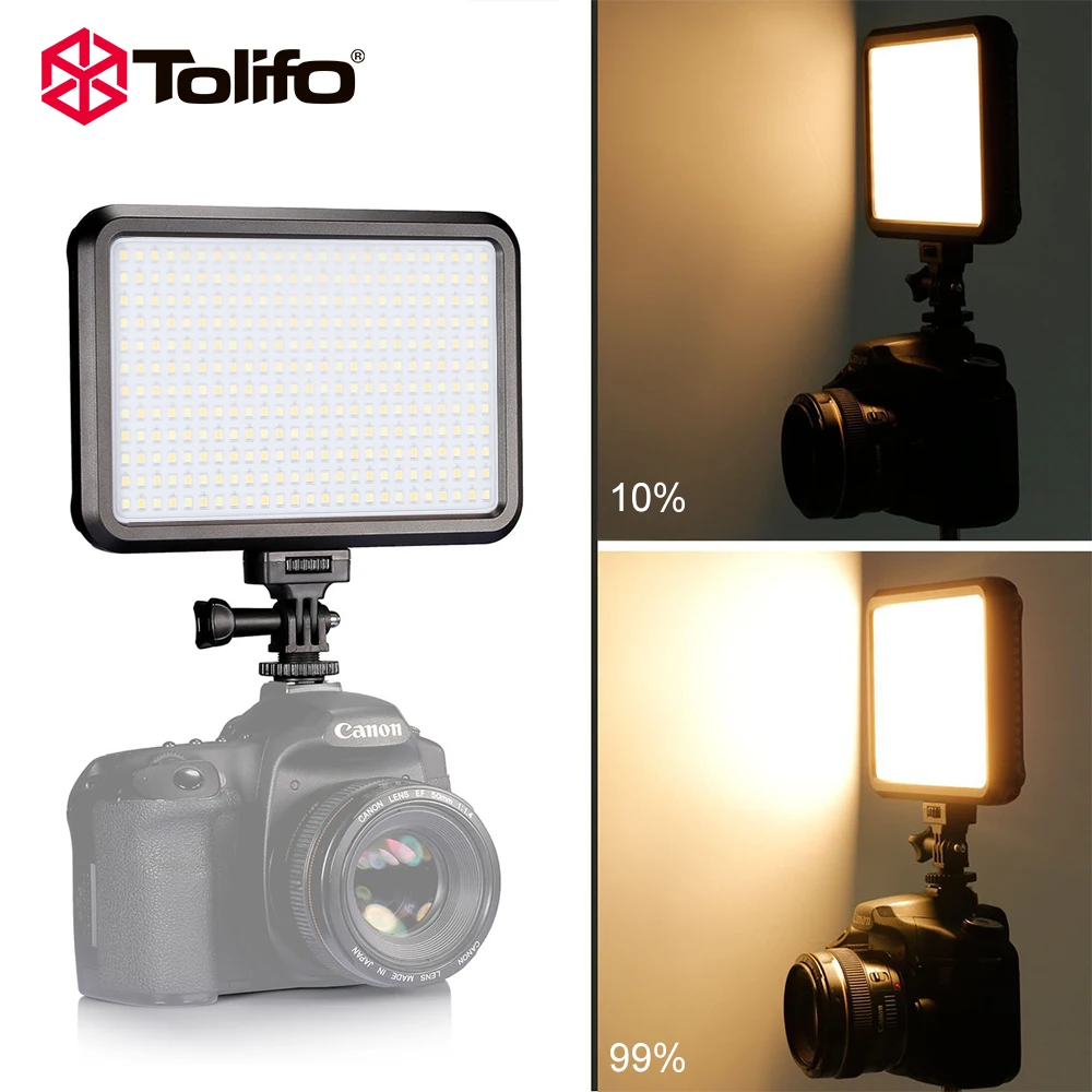 Goedkoop Tolifo PT F300B LED Camera Camcorder Video Light Panel voor Verlichting in Studio of Outdoors 3200 K naar 5600 K Bi Kleurtemperatuur