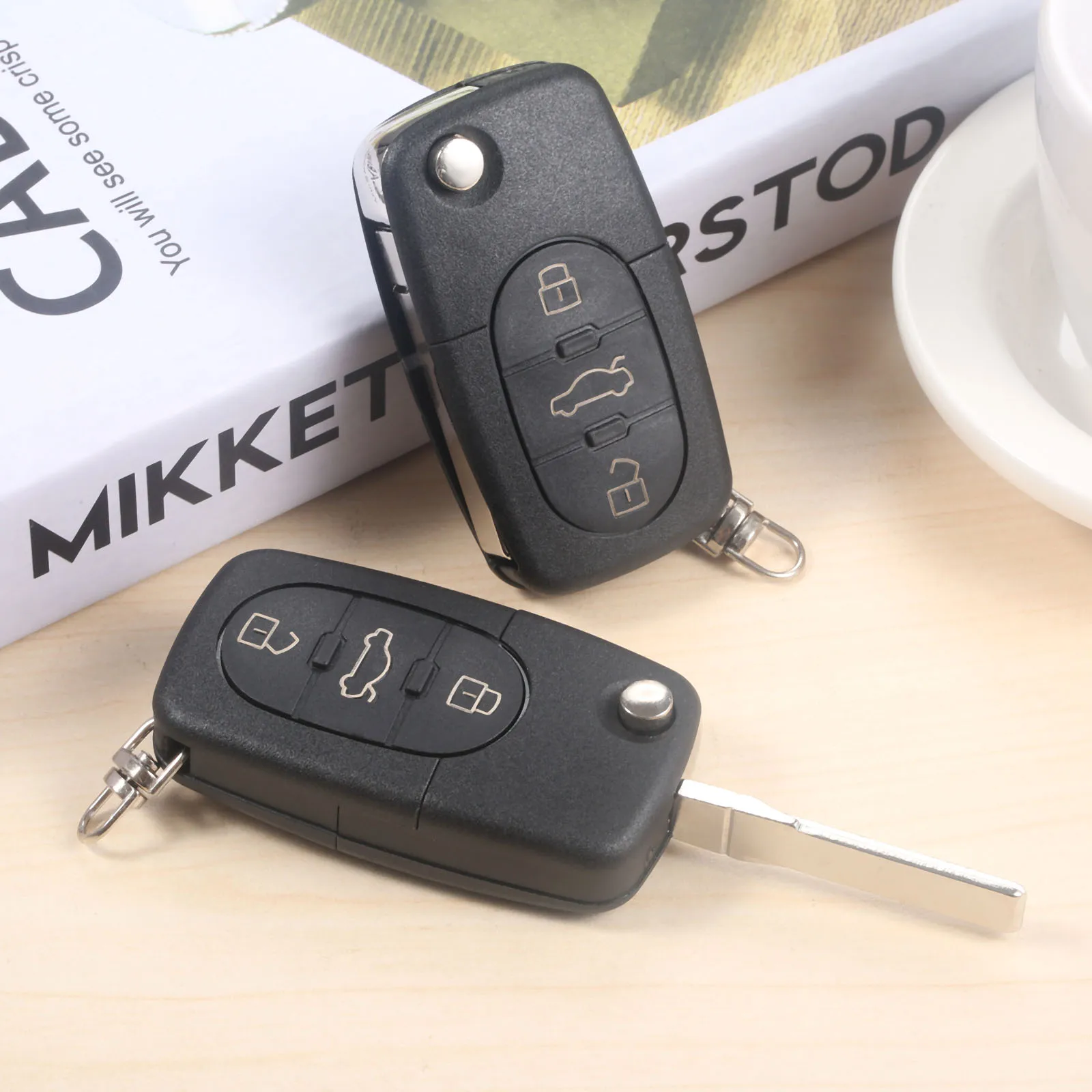 

2Pcs 433MHz Auto Remote Folding key Entry Fob ID48 Chip Transponder Chip For Audi A6 TT 4D0837231K Old Models 3 Buttons
