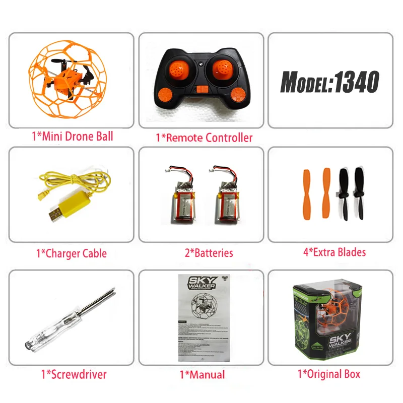 Мини Drone Вьетнамки RC мяч Sky Walker 2,4 ГГц 4CH лету мяч RC Quadcopter 3D флип ролик Безголовый Drone RC вертолет игрушки - Цвет: Orange O2