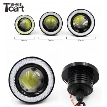 

Tcart 1Set Auto 89mm Projector Halo Ring 3.5Inch Fog Lamp Car LED Fog Light With Lens COB Angel Eyes For Peugeot 308 accessories