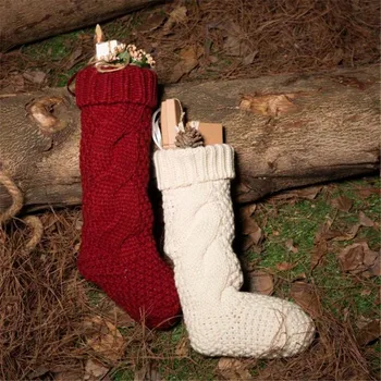

Feitong Christmas High Stockings For Woolen Winter Yarn Stockings Sack Gift Filler Decoration Thigh High Stocking Gift Bag Box