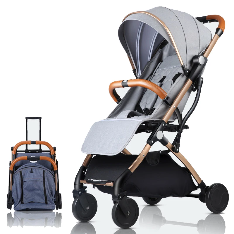 

Child Baby stroller lightweight Portable Travel system stroller for newborn Can sit and lie can on the plane gold stroller