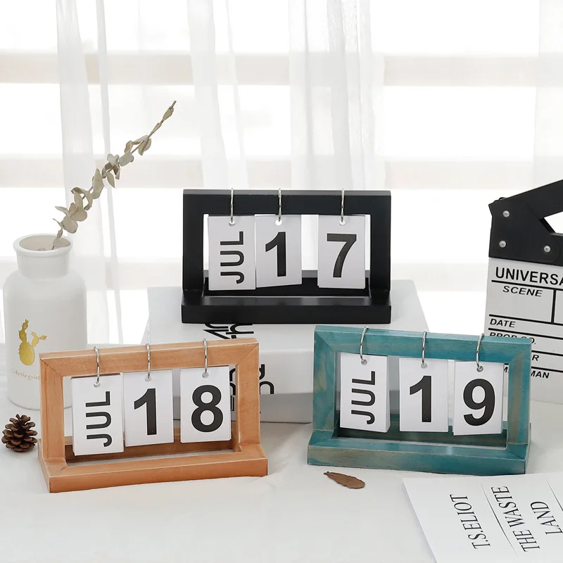 

Northern Europe Concise Page Advent Calendar Wood Wooden Desktop Decoration Living Room Family Birthday Calendars Decor Desk