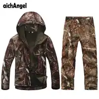 Tactical Gear Softshell Camouflage Suit Men Army Waterproof Warm Military Uniform Windbreaker Fleece Coat Military Clothes Sets