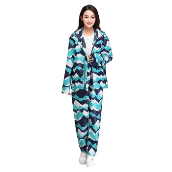 

Waterproof Plastic Rain Suit Women Motorcycle Long Stylish Raincoat Hooded Women Unisex Rain Jacket Pants Menteau Femme 50yc80