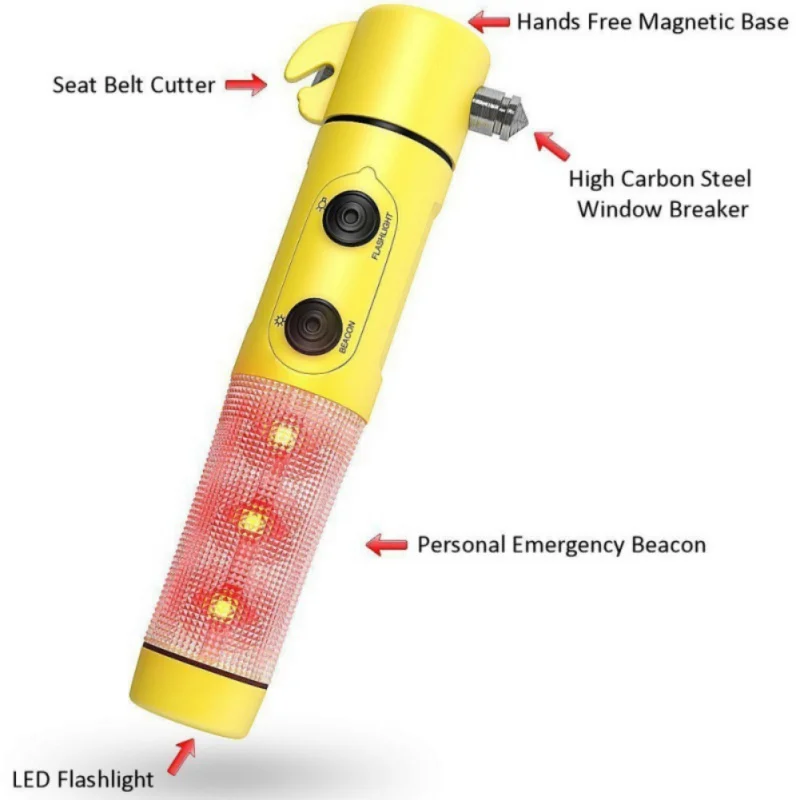 4 в 1 авто аварийный безопасный выход Инструменты Молоток ремень безопасности резак мигающий красный Маяк светодиодный светильник спасательный инструмент для автомобилей светильник