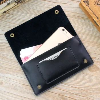 

High Quality Smooth Genuine Leather Clutch Wallet Bags Simple Vintage Clasp Design Handbag With Credit Card ID Holder For Mans