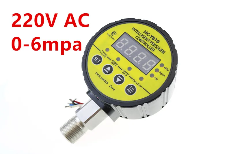 HC-Y810 220V AC 0-6mpa цифровой электрический электроконтактный манометр, вакуумметр, цифровой дисплей, "Умный" блок управления давления конт