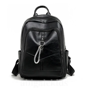 

2019 New Travel Backpack Korean Women Female Rucksack Leisure Student School bag Soft PU Leather Women Large Bag