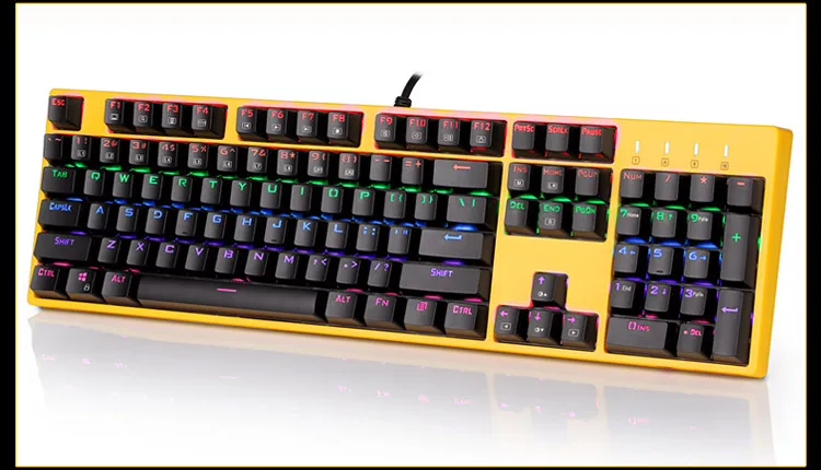 Mechanical Gaming keyboard using Outemu mx pbt doubleshot keycaps 9 Colour LED Backlit 104 Keys X8100 Bumblebee