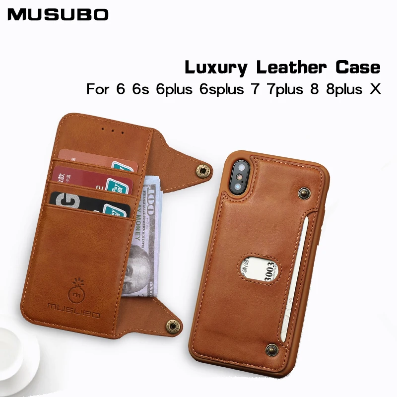 

Luxury Leather Case For iphone X Flip Case Silicone Cover for iphone 7 8 6 6s Plus case TPU wallet card holder detachable