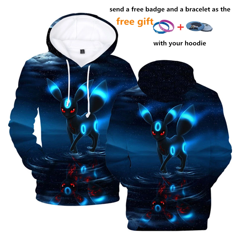 

K-pop Pokemon Umbreon Fashion 3D Print Women Hoodie Anime Spring Sweatshirts Casual Men/Women Hoodies hoodies Plus size For Sale