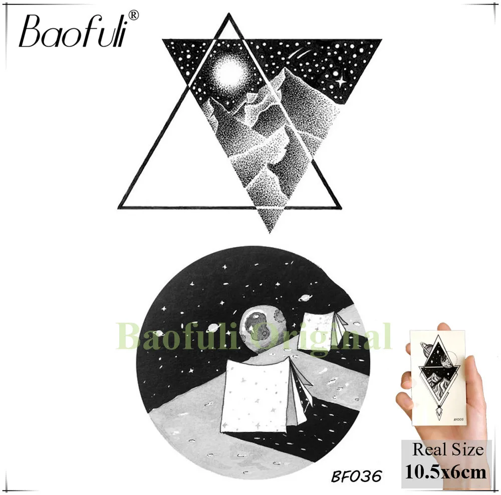 Baofuli Пиратская лодка водонепроницаемый временный стикер "Сова" черный треугольник Роза хна Татуировка Медузы тело рука фальшивые татуировки геометрические