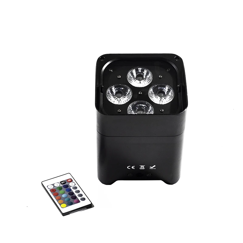 

4x18W LED Mobile Light RGBWA+UV Battery Powered Stage Lights DMX512 APP Or Remote Sound Control For clubs concert productions DJ