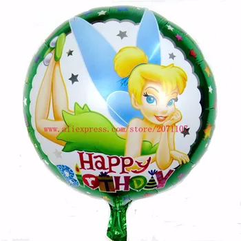 

KUWANLE 10pcs/lot 45*45cm Tinker Bell Balloon Cartoon Elfin Ballon Birthday Decoration Globos Party Supplies Foil Helium Balloon