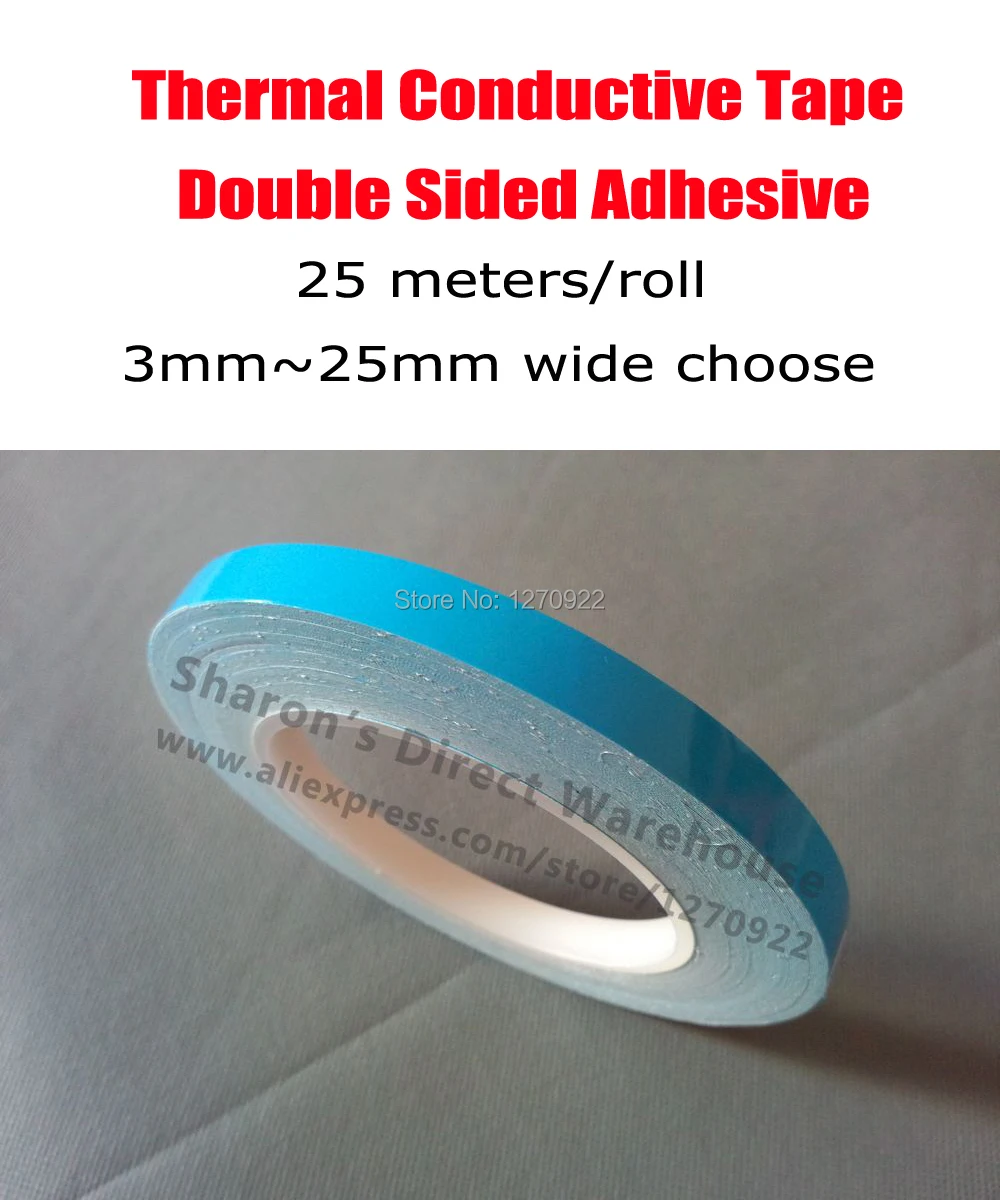 25 Meters/roll, 3mm25mm Wide Choose, Double Adhesive Thermally