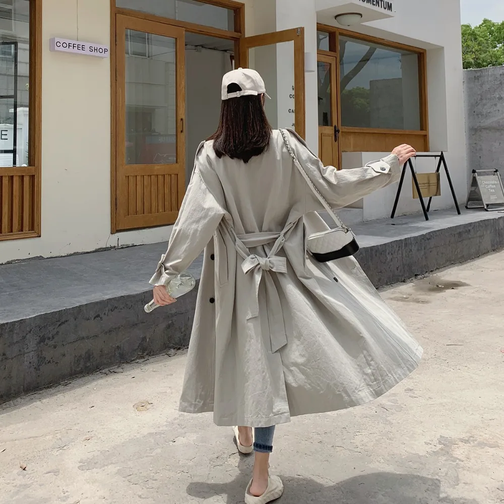 Spring New Arrival Turn down chic Korean windbreaker female long coat with belt trench coat for women High quality elegant coat