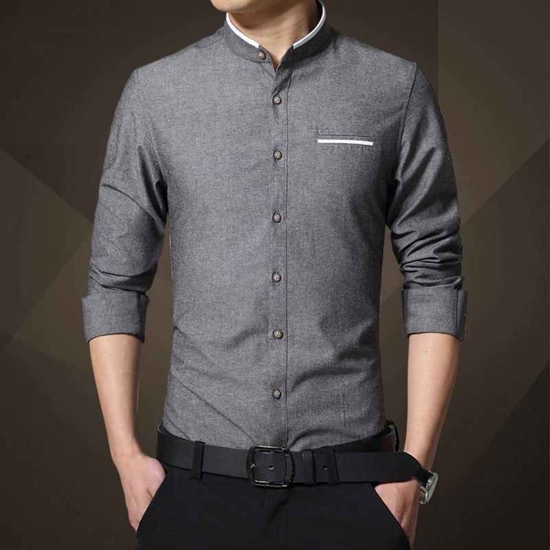 Chemise A Manches Longues En Coton Pour Homme Marque De Luxe Style Italien Couleur Unie Decontractee Slim Fit 10 Couleurs Grande Taille M 5xl Aliexpress