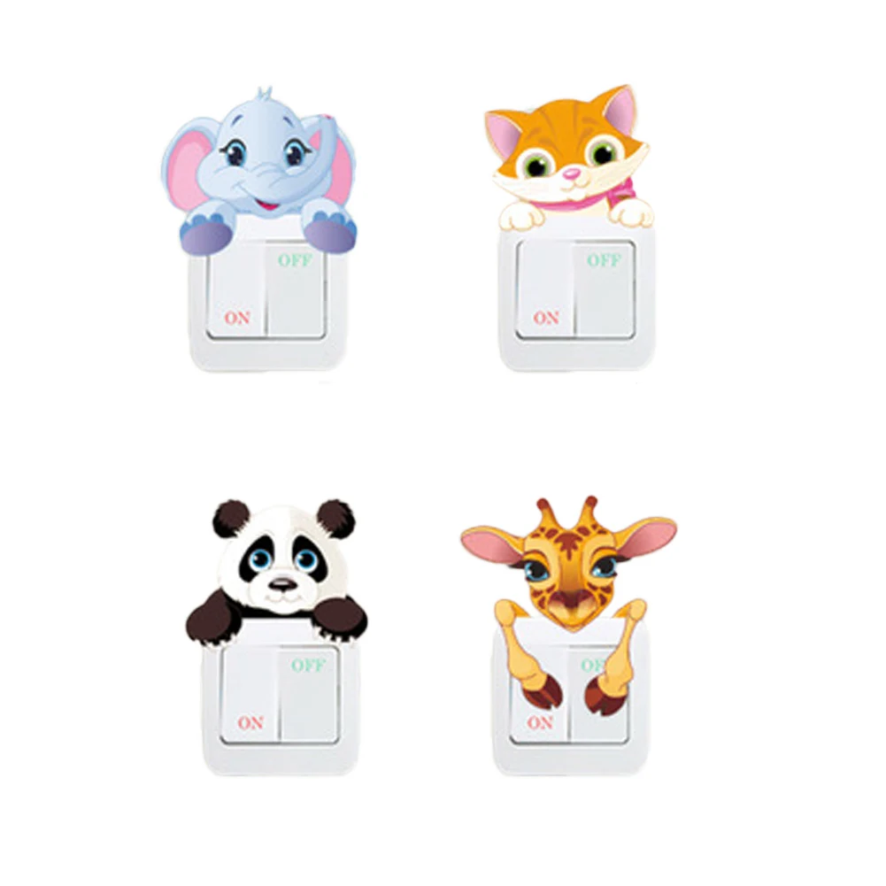 

Cute Animals Elephant Cat Panda Giraffe Light Switch Sticker Remoable Wall Sticker For Kids Baby Nursery Home Decal Murla Decor