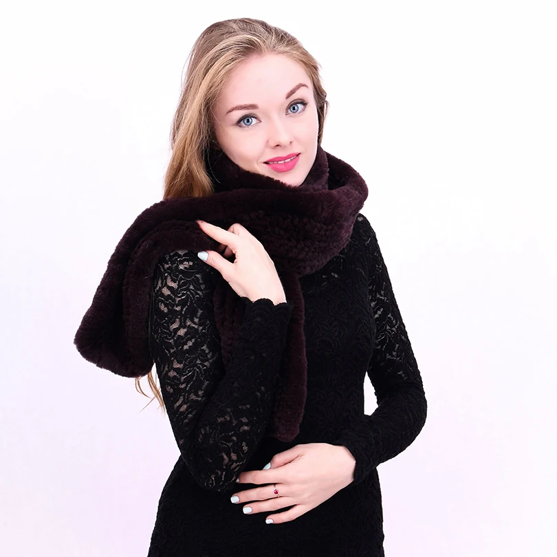 

Women Real Rabbit Fur Scarf 100% Natural Rabbit Fur Worm And Soft Neckerchief Fashion Rabbit Fur Scarves Wholesale Retail 170cm