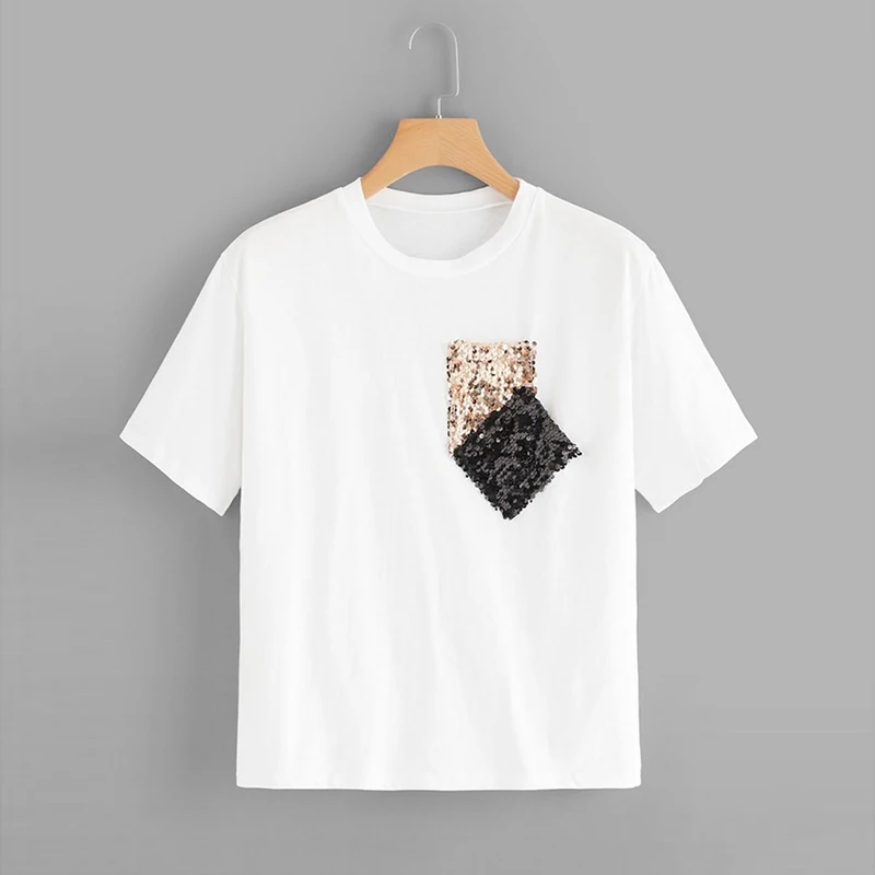 

Casual Befree Pockets Female T-shirt 2019 New Fashion Solid Short Sleeve O-Neck Summer Tees Tops Harajuku Women's Shirt