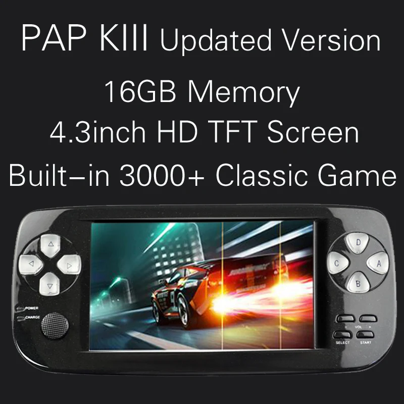 PAP KIII Plus ТВ игровая консоль 64Bit 4," Встроенная 3000 Классическая игра портативный игровой плеер Поддержка ТВ AV выход K3