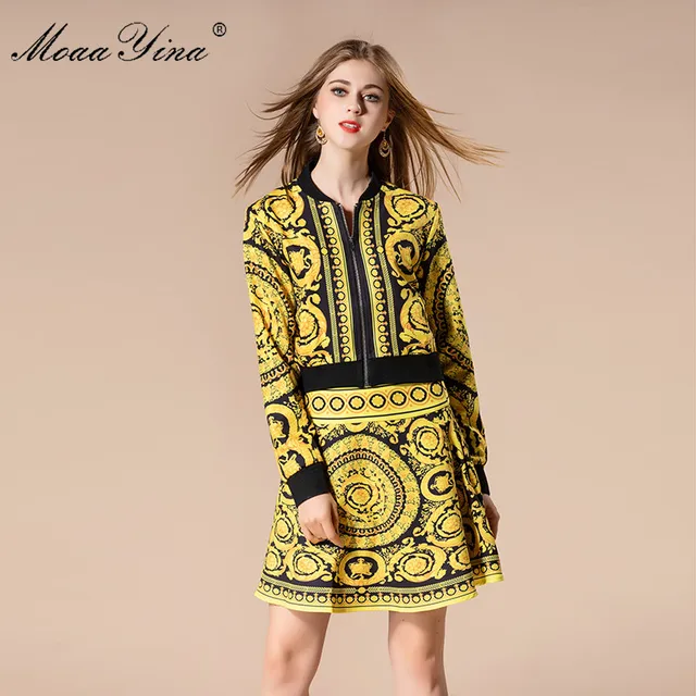 Best Offers MoaaYina Fashion Designer Set Autumn Women Long sleeve Zipper Vintage Floral Print Elegant Tops+Mini Short skirt Two-piece suit Best Offers MoaaYina Fashion Designer Set Autumn Women Long sleeve Zipper Vintage Floral Print Elegant Tops+Mini Short skirt Two-piece suit