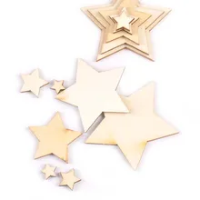 Mix estrela forma de madeira natural fatias diy artesanato casamento acessórios para casa enfeite decoração de madeira artesanato 10-80mm m1982