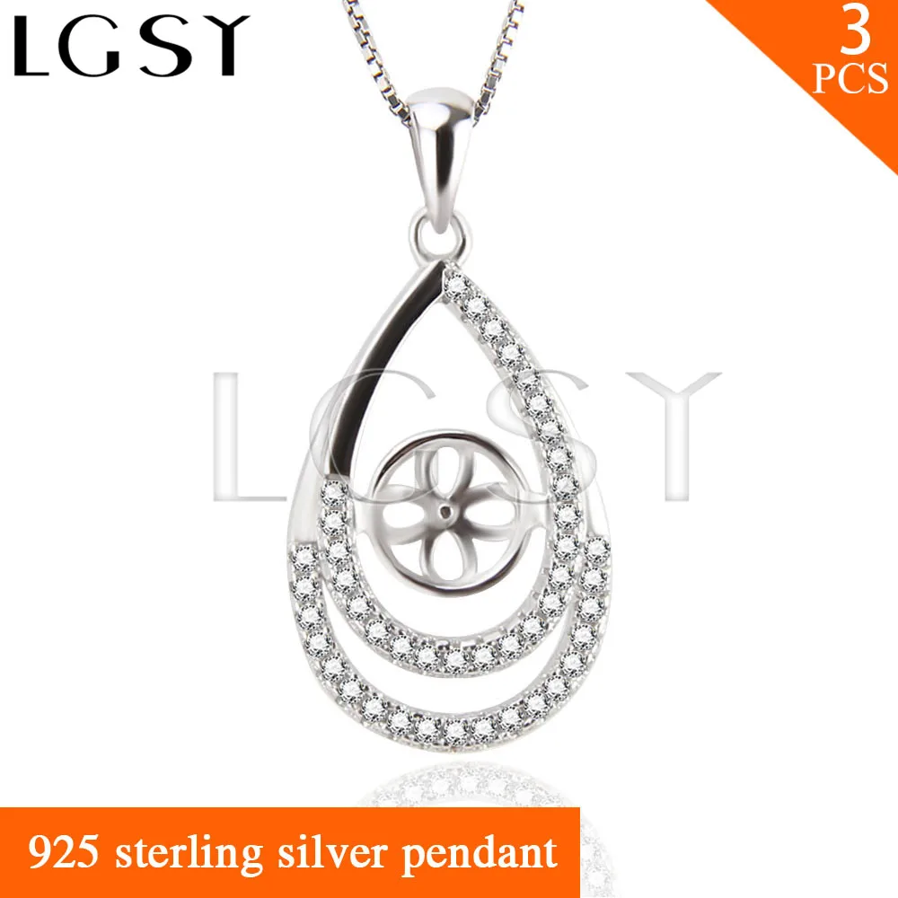 

Fashion shape pendant gift pendant Water drop accessories in 925 sterling silver for pearl pendant necklace 3pcs