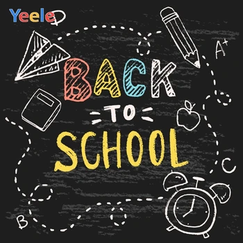 

Yeele Blackboard Pencil Paper Plane Back to School Photography Background Customized Photographic Backdrops for Photo Studio