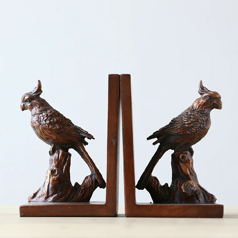 

Creative American Style Book Stand By Bird Parrot Resin Book Block Ornaments 2pcs/set