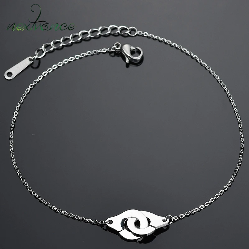 

Nextvance Stainless Steel Handcuffs Chain Bracelet Freedom Couple Lock Bracelets Necklace Set for Valentine's Day Gift