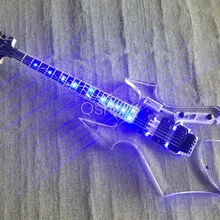 Высокое качество QShelly пользовательские акриловые bc богатый светодиодный свет black floyd rose abalone привязки электрогитары Музыкальные инструменты магазин