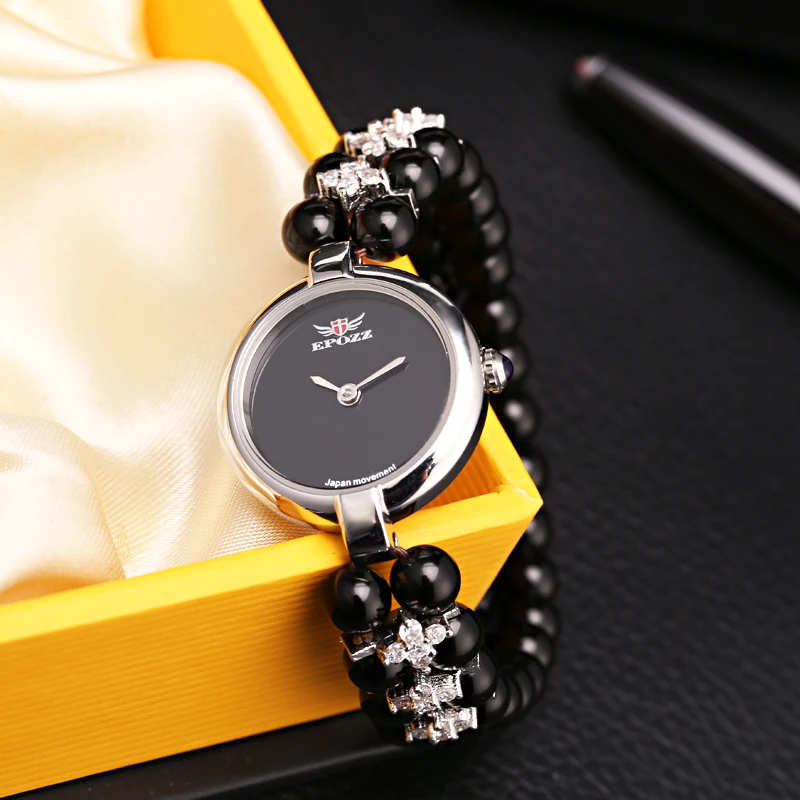Beauties of Emperor EPOZZ Природный камень серии кварцевые часы для женщин Роскошные 925 серебряный браслет из натуральных камней часы H0822S1