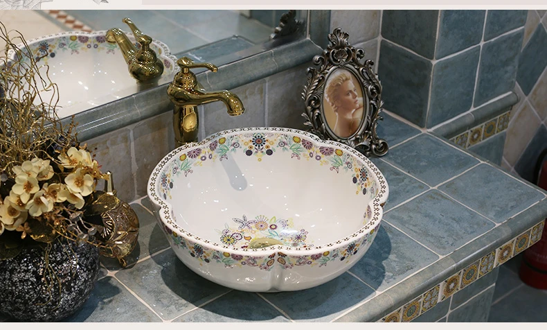 China Artistic Handmade Ceramic Lavobo Round Countertop bathroom wash basin sink porcelain (2)