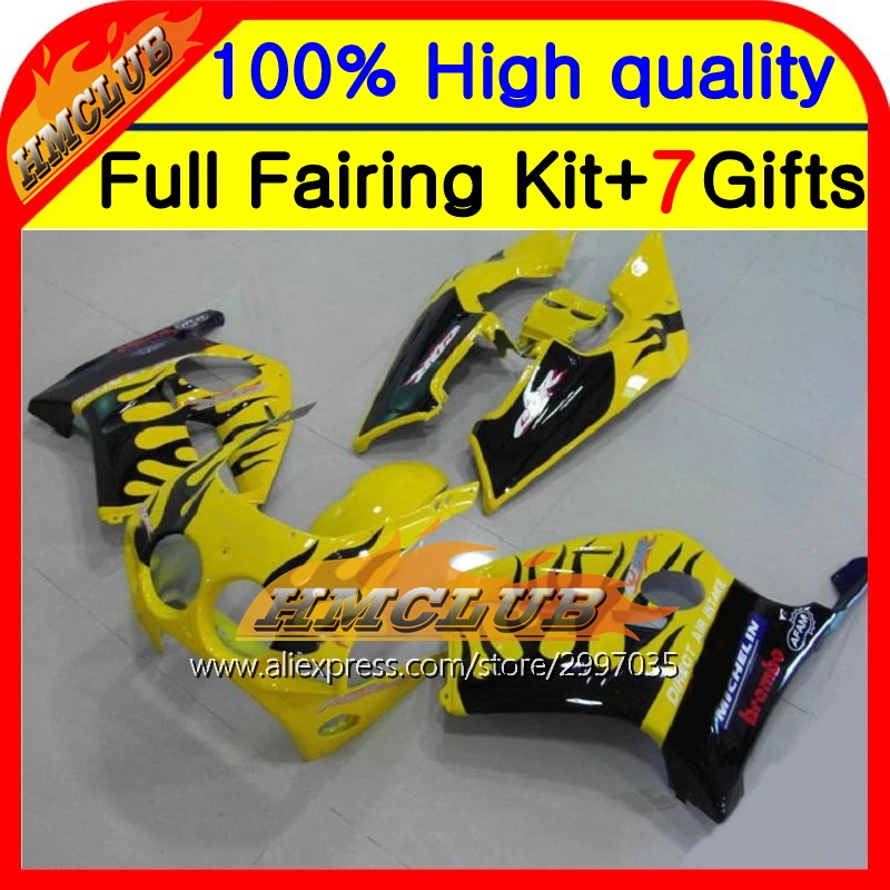 Корпус для HONDA MC19 86-89 CBR250RR 86 87 88 89 black flames HM #49 CBR250 RR CBR 250RR 1986 1987 1988 1989 желто-черный