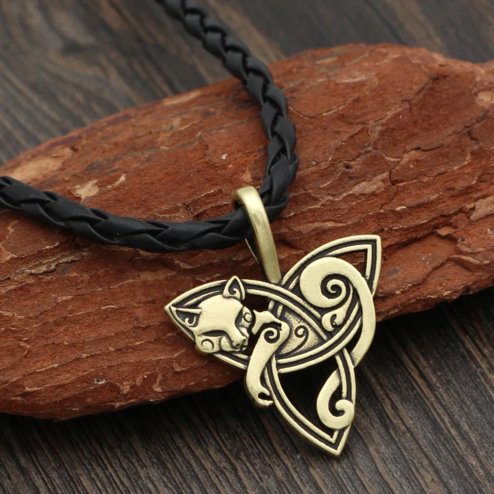 Колье с кулоном в стиле викингов Лисичка Triquetra Fenrir подвеска виде животного