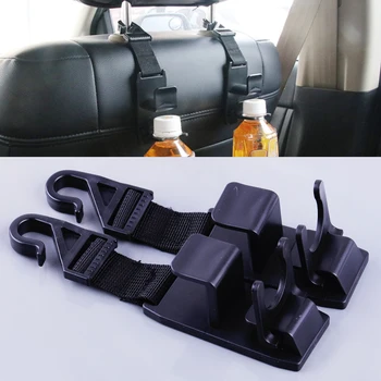 

beler 2pcs Heavy Duty Car Front Back Seat Headrest Hooks Hanger Storage Organizer Magic