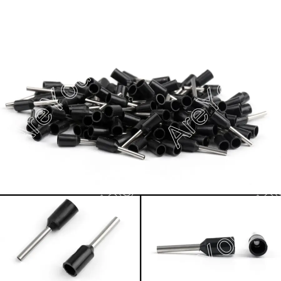 

Areyourshop Cord Terminal E0508 Wire Copper Crimp Cord Terminal 22AWG Black nylon 1000PCS NEW Arrival Terminal Connector