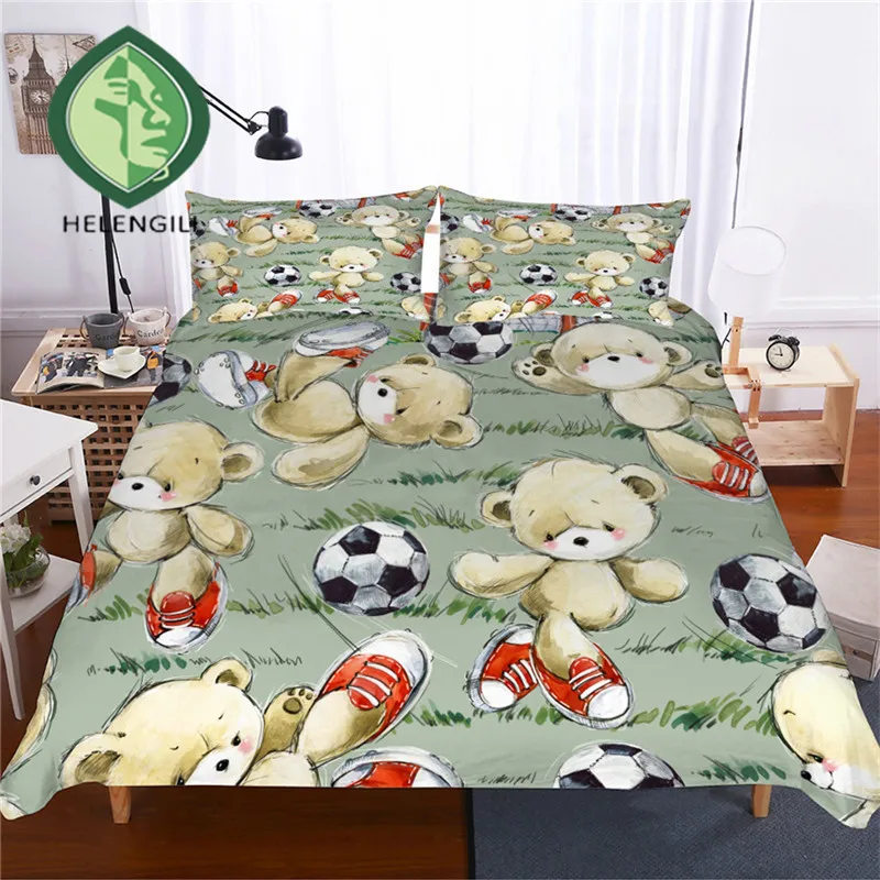 HELENGILI 3D Bedding Set Teddy Bear Print Duvet Cover Set Lifelike