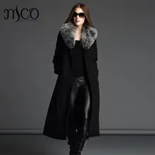 Зима Новое поступление высокое качество женский воротник из лисьего меха кашемировый шерстяной Теплый Тренч благородный пояс тонкое длинное женское пальто Макси