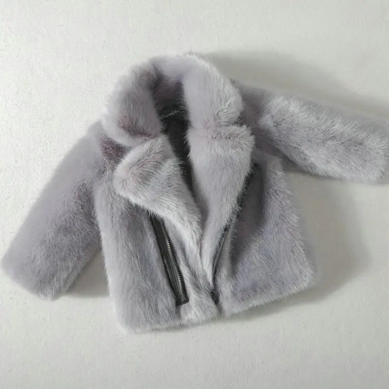 

2019 New Autumn Winter Children's Faux Mink Fur Coats Jackets Boys Girls Warm Long Sleeve Gray Baby Hair Thickness Windbreakers