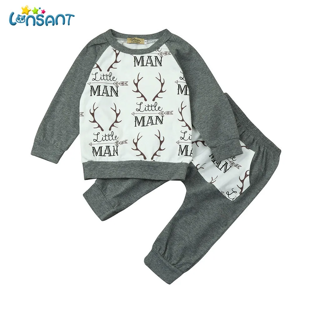 

LONSANT 2Pcs Infant Baby Boy Girl Winter Letter Long Sleeve Print Tops+Pants Outfits Set Boy Girl Clothes