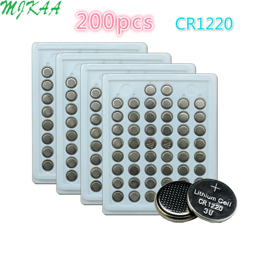 

200pcs 100% New CR1220 3V Lithium Button Cell Batteries Watch Coin Battery Car Remote Control E LM1220