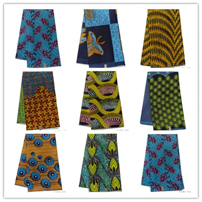 

African wax fabric 100% polyester high quality Embroidery real wax african ankara wax prints for dress free shipping 1401-36