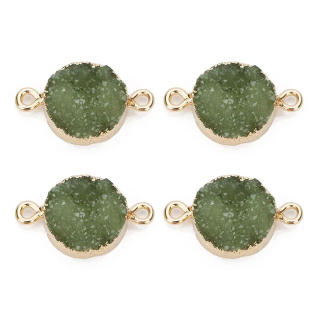 LOULEUR 5pcs/lot Colorful 13.5mm Faux Druzy Resin Charms Pendant Round Connectors For Women DIY Earrings Jewelry Making Findings Olive green