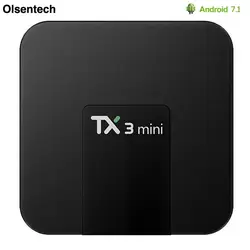 TX3 Мини Android 7,1 tv BOX Ram 1 Гб Rom 2 Гб 16 Гб Amlogic S905W четырехъядерный H.265 4K с трансляцией по Wi-Fi медиаплеер IP tv Box