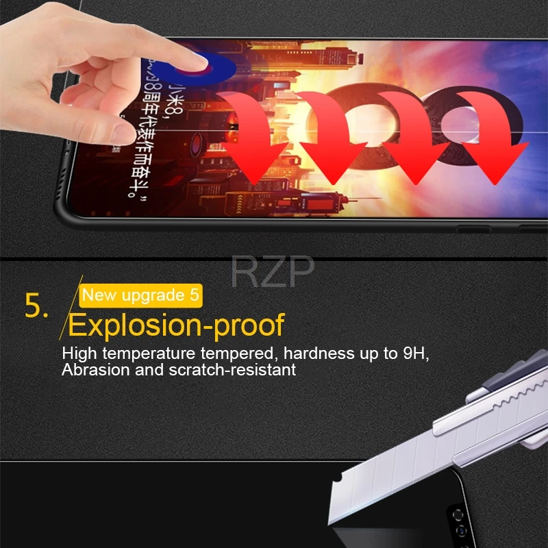 RZP 9H полное покрытие из закаленного стекла для Xiaomi mi 8 mi 8 lite SE Explorer Защита экрана для Xiaomi mi 8 mi 8 Защитная стеклянная пленка