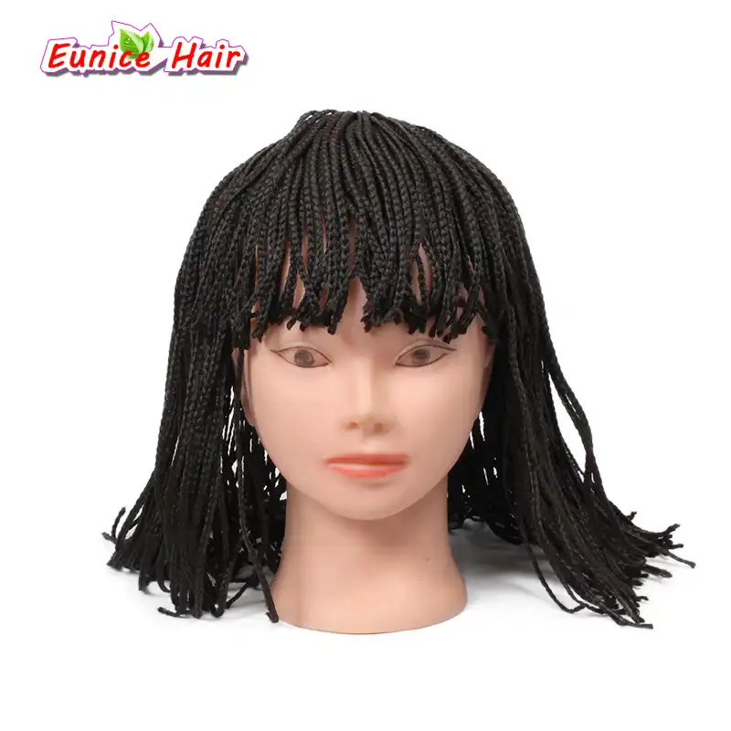 Black Short Box Braid Wigs For Black Women Synthetic Afro African