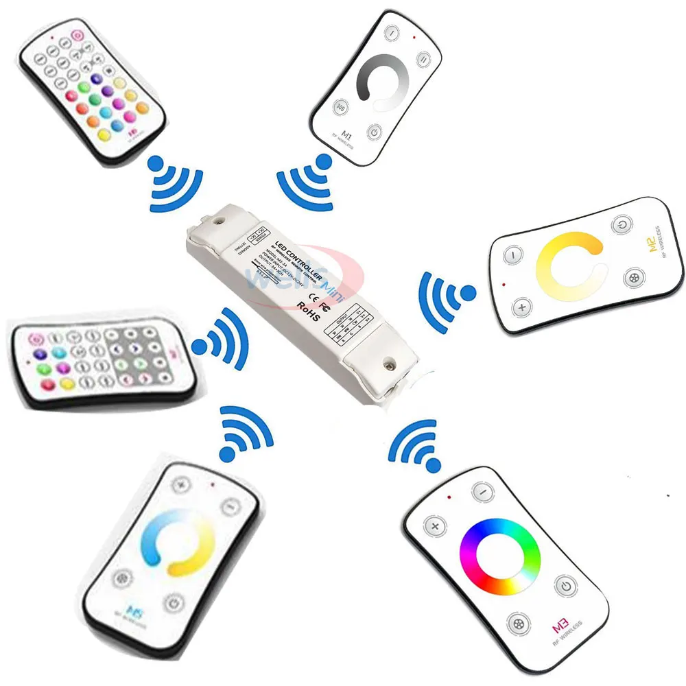 

M3-3A DC12V/24V Color Temperature Adjustable Dimmer Mini Controller + M5 RF Wireless Remote for 5050 3528 Dual White LED Strips